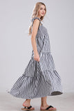 Chouyatou Women's 2024 Summer Boho Plaid Smocked Dress Spaghetti Strap Square Neck A Line Tiered Long Maxi Dress