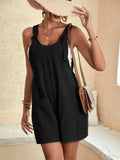 Chouyatou Womens Summer Cute Short Overalls Loose Fit Sleeveless Casual Rompers Jumpsuits Shorts