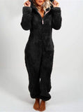 Chouyatou Women's Ultra Comfy Lounge Furry Sherpa Romper Onesie Pajamas Cute Ear Hood