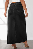 Chouyatou Women's Sexy High Split Slim Fit Maxi Long Pencil Denim Jean Skirt