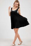 Chouyatou Womens Summer Sleeveless Mini Dress U Neck Backless Flowy Short Dress Casual Beach Sundress with Pockets