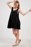 Chouyatou Womens Summer Sleeveless Mini Dress U Neck Backless Flowy Short Dress Casual Beach Sundress with Pockets