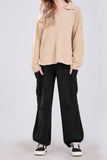 Chouyatou Women's Fuzzy Fleece Wide Leg Pants Elastic Waist Knit Pants Casual Comfy Lounge Trousers with Pockets