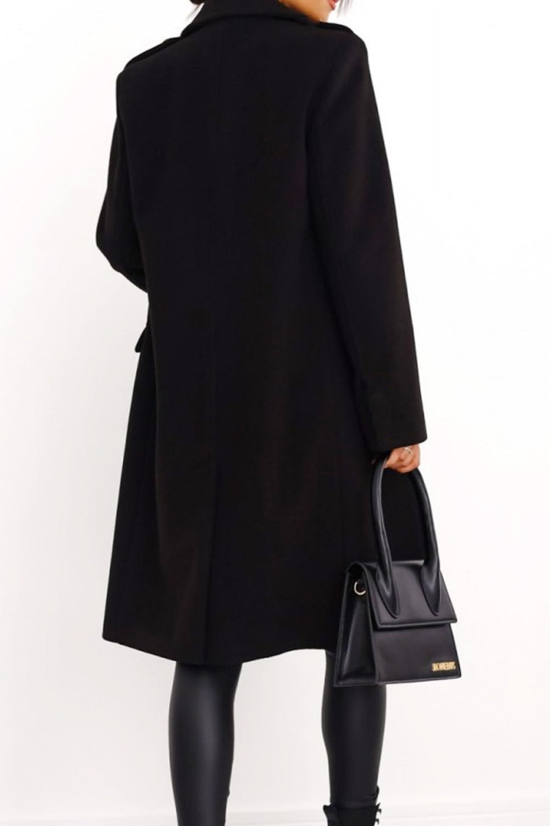Chouyatou Women's Winter Jacket Double-Breasted Wool Blend Warm Long Trench Coat