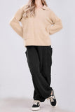 Chouyatou Women's Fuzzy Fleece Wide Leg Pants Elastic Waist Knit Pants Casual Comfy Lounge Trousers with Pockets