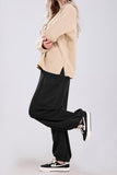 Chouyatou Women's Fuzzy Fleece Wide Leg Pants Elastic Waist Knit Pants Casual Comfy Lounge Trousers with Pockets