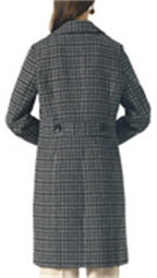 Chouyatou Women Elegant Notched Collar Double Breasted Wool Blend Over Coat