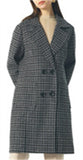 Chouyatou Women Elegant Notched Collar Double Breasted Wool Blend Over Coat