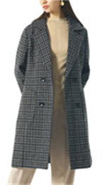 Chouyatou Women Elegant Notched Collar Double Breasted Wool Blend Over Coat