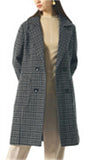Chouyatou Women Elegant Notched Collar Double Breasted Wool Blend Over Coat