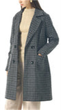 Chouyatou Women Elegant Notched Collar Double Breasted Wool Blend Over Coat