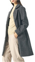 Chouyatou Women Elegant Notched Collar Double Breasted Wool Blend Over Coat