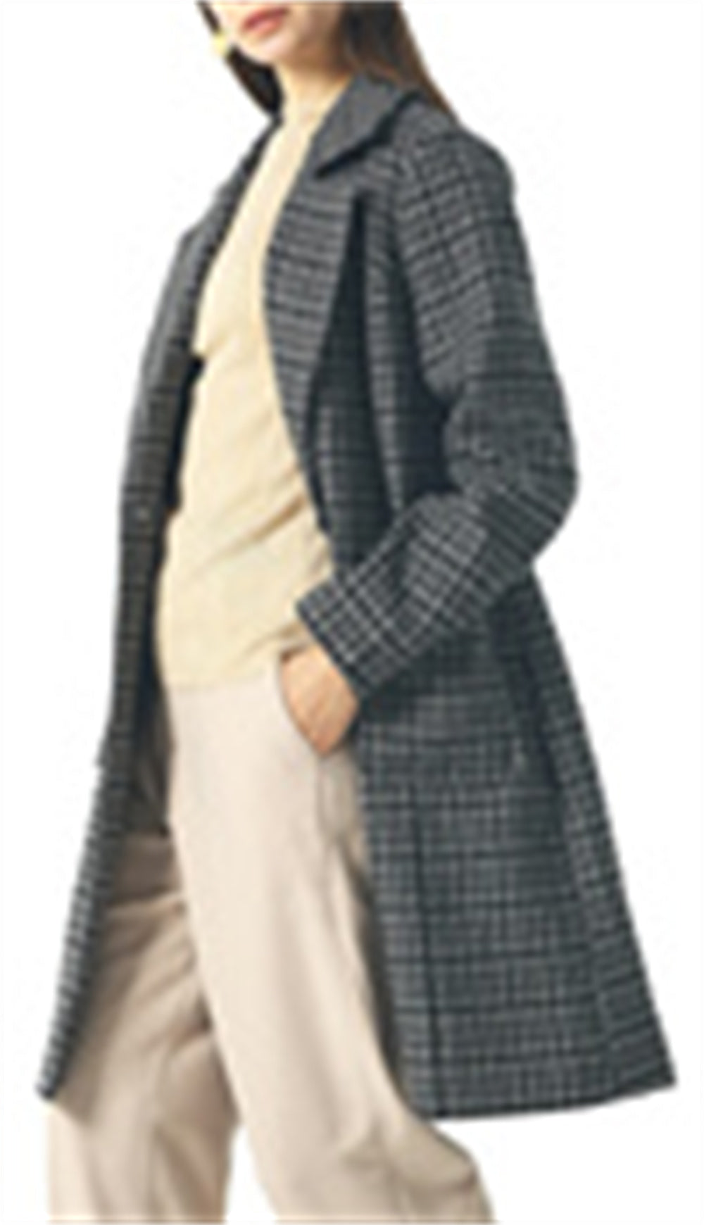 Chouyatou Women Elegant Notched Collar Double Breasted Wool Blend Over Coat
