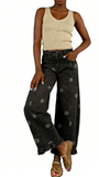 CHOUYATOU Barrel Jeans Women 2026 Floral Print Wide Leg Jeans Y2k Patchwork Baggy Boyfriend Denim Pants