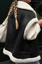 Chouyatou Women's Winter Warm Suede Sherpa Leather Vest Jacket Zip Up Sleeveless Lambwool Fur Coat with Pockets