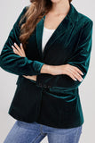 Chouyatou Women 1 Button Fitted Velvet Blazer Jacket Business Suit Jacket Work Office Notched Collar