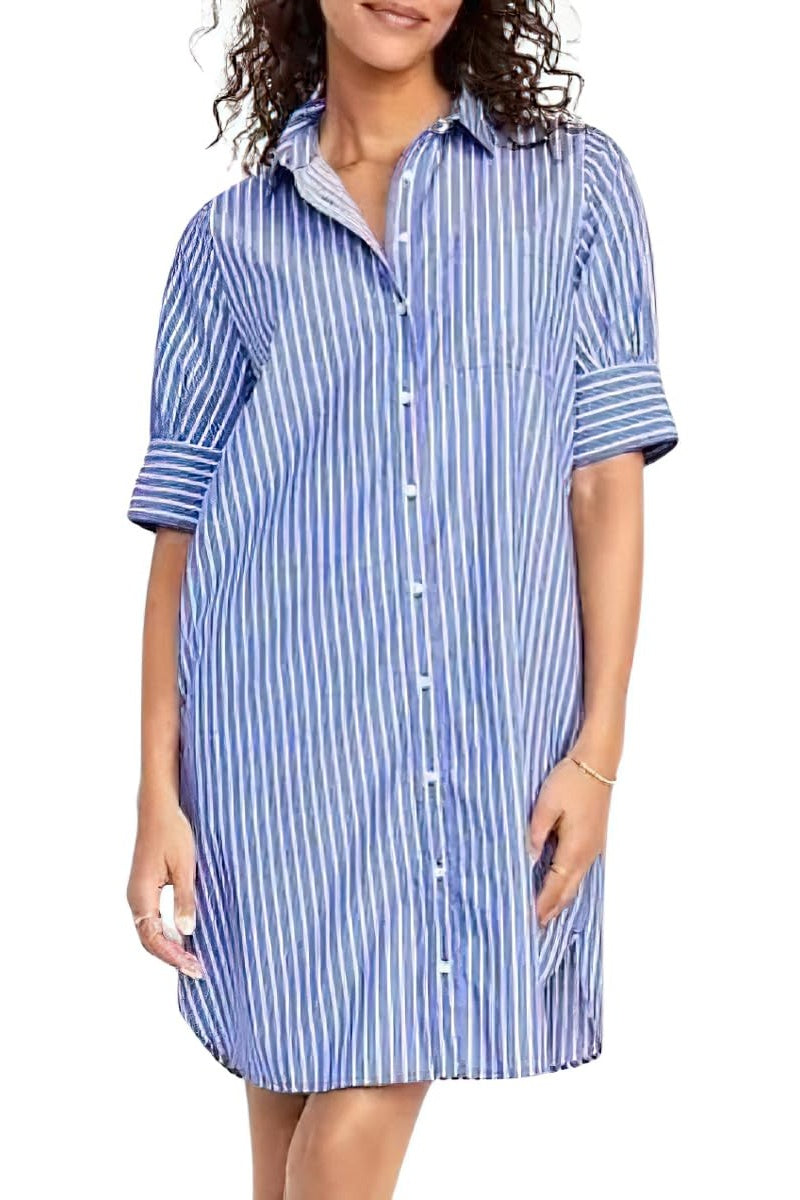 Chouyatou Women's Summer Casual Stripe Shirt Dress Button Down Loose F CHOUYATOU Chouyatou Women's Summer Casual Stripe Shirt Dress Button Down Loose F CHOUYATOU