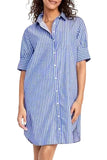 Chouyatou Women's Summer Casual Stripe Shirt Dress Button Down Loose Fit Holiday Mini Shift Dress