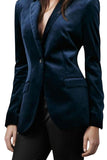 Chouyatou Women 1 Button Fitted Velvet Blazer Jacket Business Suit Jacket Work Office Notched Collar