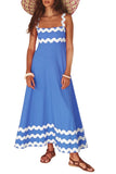 Chouyatou Women's Rickrack Trim Spaghetti Strap Square Neck Tank Maxi Dress Sleeveless Long Beach A-Line Sundress