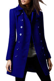 Chouyatou Women's Winter Double Breasted Wool Coat Elegant Collared Wool Blend Trench Pea Coat