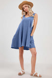 Chouyatou Womens Summer Sleeveless Mini Dress U Neck Backless Flowy Short Dress Casual Beach Sundress with Pockets
