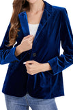 Chouyatou Women 1 Button Fitted Velvet Blazer Jacket Business Suit Jacket Work Office Notched Collar