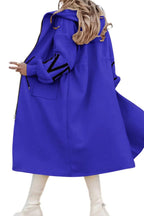 Chouyatou Women's Casual Knitted Sleeve Wool Trench Coat Zip Up Hooded Wool Blend Overcoat with Pockets