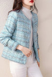 Chouyatou Women's Elegant Open Front Tweed Jacket Slim Collarless Bussiness Casual Blazer Jacket