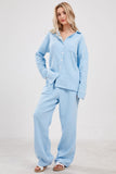 Chouyatou Womens Pajama Sets Cotton Pj Set Cute Heart Print Long Sleeve Button Down Shirt With Long Pants