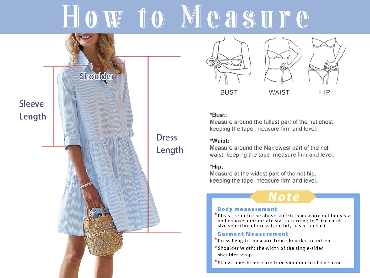 Chouyatou Women's Striped Button Down Shirt Dress Loose Casual Cuffed Sleeve Tiered Mini Tunic Dress