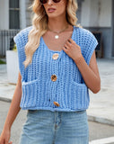 Chouyatou Women Chunky Knit Vest Button Down Sleeveless Sweater Tank Tops Going Out Outfits