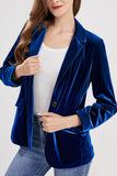 Chouyatou Women 1 Button Fitted Velvet Blazer Jacket Business Suit Jacket Work Office Notched Collar