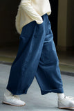 Chouyatou Women Corduroy Barrel Pants Wide Leg Vintage Mid Rise Y2k Baggy Boyfriend Pants