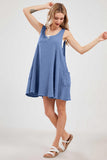 Chouyatou Womens Summer Sleeveless Mini Dress U Neck Backless Flowy Short Dress Casual Beach Sundress with Pockets