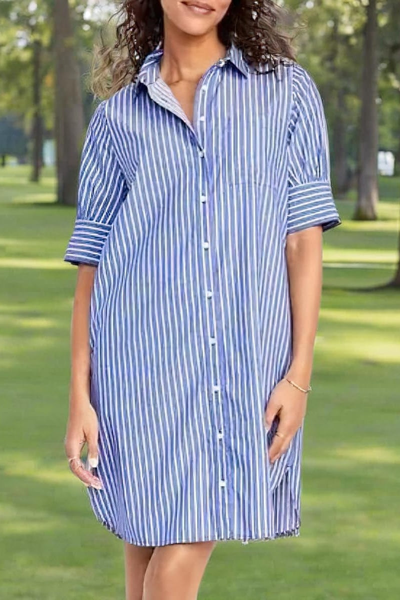 Chouyatou Women's Summer Casual Stripe Shirt Dress Button Down Loose F CHOUYATOU Chouyatou Women's Summer Casual Stripe Shirt Dress Button Down Loose F CHOUYATOU