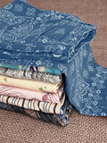 chouyatou Women Boyfriend Baggy Barrel Jeans Floral Print Denim Ankle Pants Wide Leg Mid Rise Jeans Sweatpants Y2k Patchwork