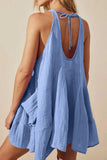 Chouyatou Womens Summer Sleeveless Mini Dress U Neck Backless Flowy Short Dress Casual Beach Sundress with Pockets