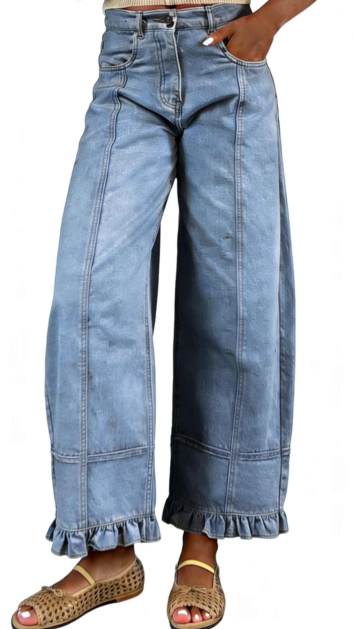 Chouyatou Barrel Jeans Women Floral Print Wide Leg Jeans Y2k Patchwork Baggy Boyfriend Denim Pants