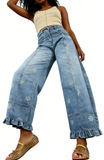CHOUYATOU Barrel Jeans Women 2026 Floral Print Wide Leg Jeans Y2k Patchwork Baggy Boyfriend Denim Pants
