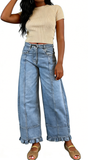 CHOUYATOU Barrel Jeans Women 2026 Floral Print Wide Leg Jeans Y2k Patchwork Baggy Boyfriend Denim Pants