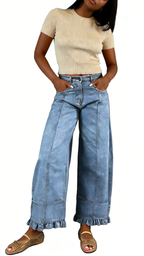 Chouyatou Barrel Jeans Women Floral Print Wide Leg Jeans Y2k Patchwork Baggy Boyfriend Denim Pants
