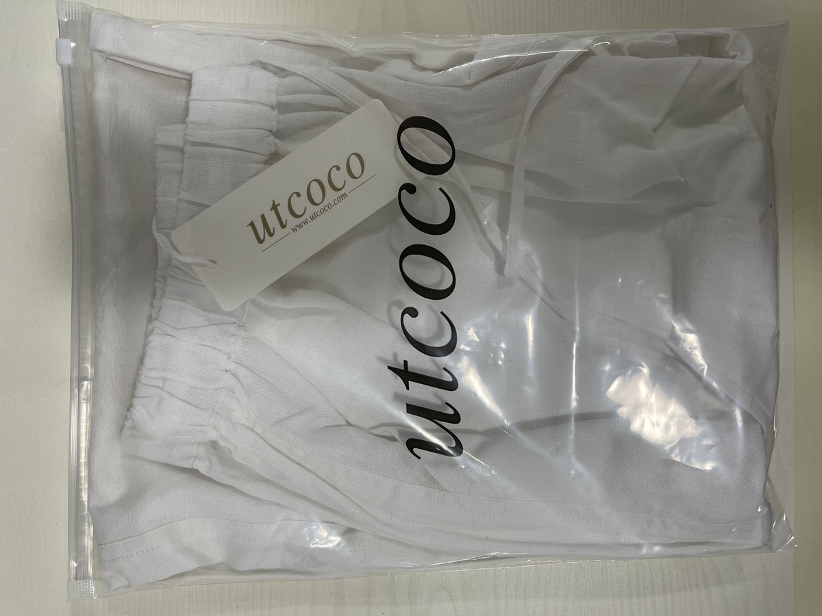 UTCOCO Women's Cotton Linen Harem Pants Casual Loose Fit High Waisted Pants Bottoms Trousers with Pockets