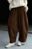 Chouyatou Women Corduroy Barrel Pants Wide Leg Vintage Mid Rise Y2k Baggy Boyfriend Pants