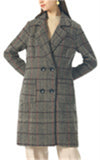 Chouyatou Women Elegant Notched Collar Double Breasted Wool Blend Over Coat