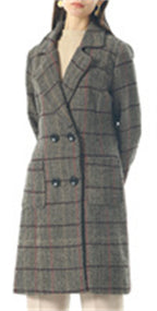 Chouyatou Women Elegant Notched Collar Double Breasted Wool Blend Over Coat