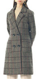 Chouyatou Women Elegant Notched Collar Double Breasted Wool Blend Over Coat