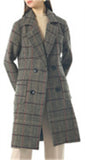 Chouyatou Women Elegant Notched Collar Double Breasted Wool Blend Over Coat