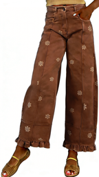 Chouyatou Barrel Jeans Women Floral Print Wide Leg Jeans Y2k Patchwork Baggy Boyfriend Denim Pants