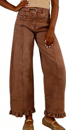 Chouyatou Barrel Jeans Women Floral Print Wide Leg Jeans Y2k Patchwork Baggy Boyfriend Denim Pants
